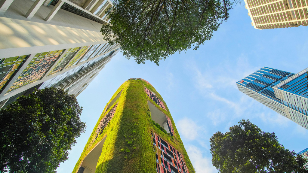 green skyscrapers to show sustainability in business